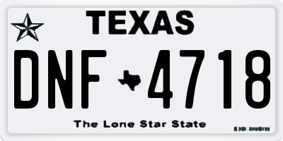 TX license plate DNF4718