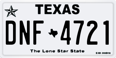 TX license plate DNF4721