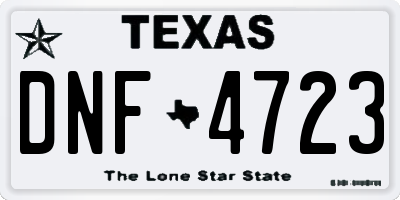 TX license plate DNF4723