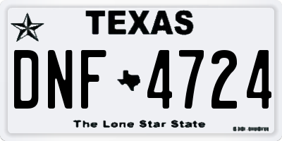TX license plate DNF4724