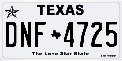 TX license plate DNF4725