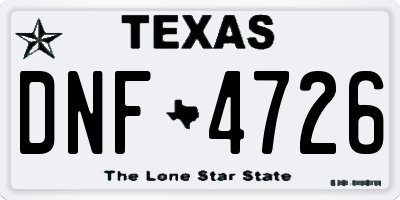 TX license plate DNF4726