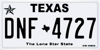 TX license plate DNF4727