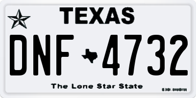 TX license plate DNF4732