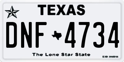 TX license plate DNF4734