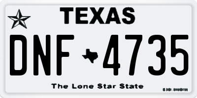 TX license plate DNF4735