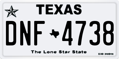 TX license plate DNF4738