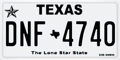 TX license plate DNF4740