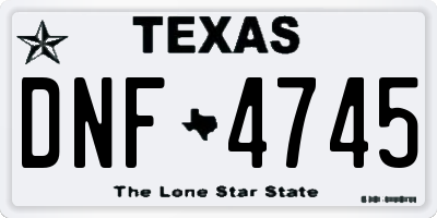 TX license plate DNF4745