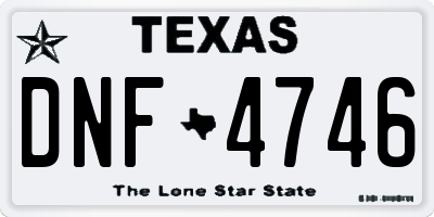 TX license plate DNF4746