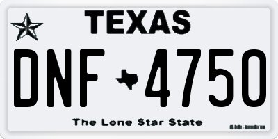 TX license plate DNF4750