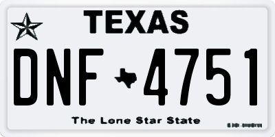 TX license plate DNF4751