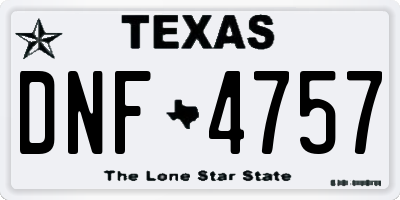 TX license plate DNF4757