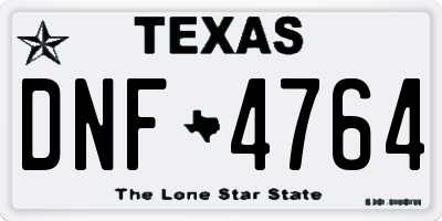 TX license plate DNF4764