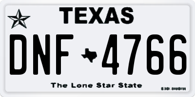 TX license plate DNF4766