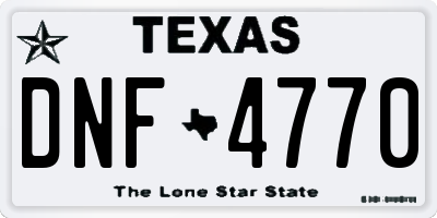 TX license plate DNF4770