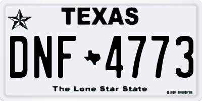 TX license plate DNF4773