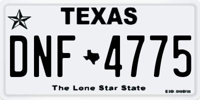 TX license plate DNF4775