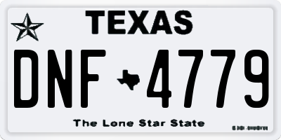 TX license plate DNF4779