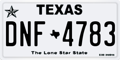 TX license plate DNF4783