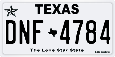 TX license plate DNF4784
