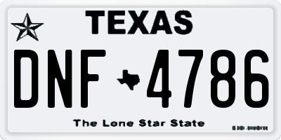TX license plate DNF4786