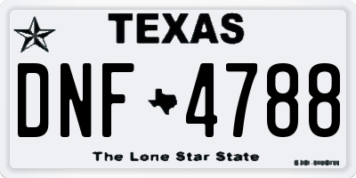 TX license plate DNF4788