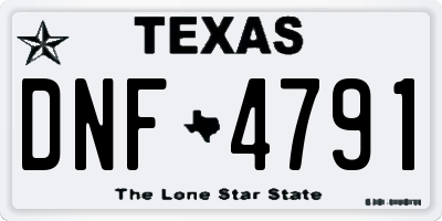 TX license plate DNF4791