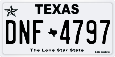 TX license plate DNF4797