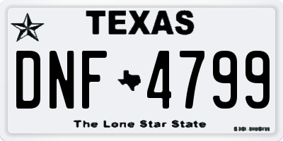 TX license plate DNF4799