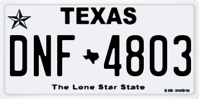 TX license plate DNF4803