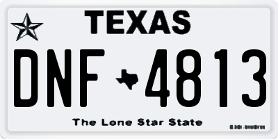 TX license plate DNF4813
