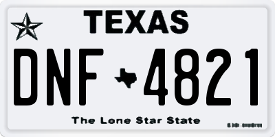 TX license plate DNF4821