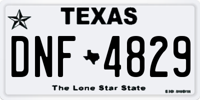 TX license plate DNF4829
