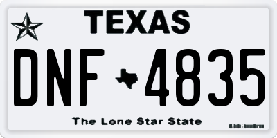 TX license plate DNF4835