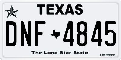 TX license plate DNF4845