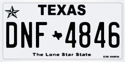 TX license plate DNF4846