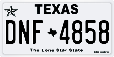 TX license plate DNF4858