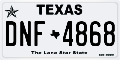 TX license plate DNF4868
