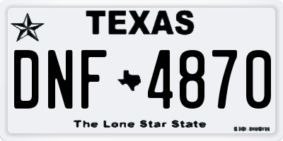TX license plate DNF4870