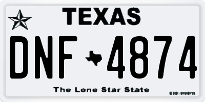 TX license plate DNF4874