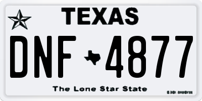 TX license plate DNF4877