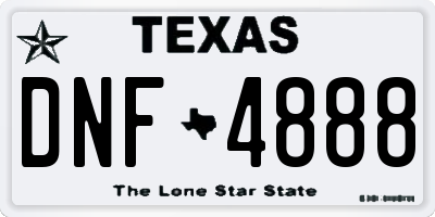 TX license plate DNF4888