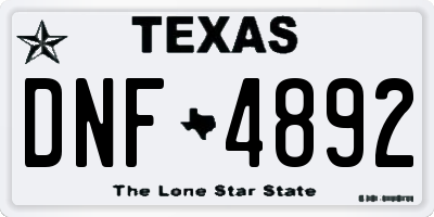 TX license plate DNF4892