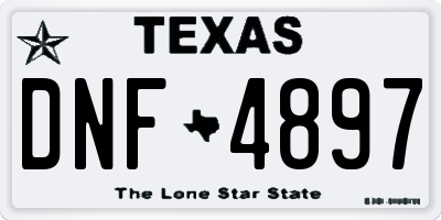 TX license plate DNF4897