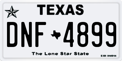 TX license plate DNF4899