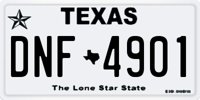 TX license plate DNF4901