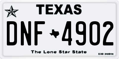 TX license plate DNF4902