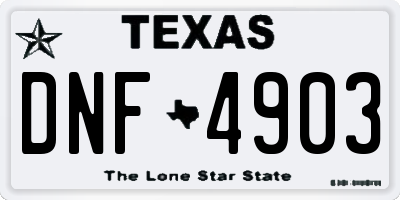 TX license plate DNF4903