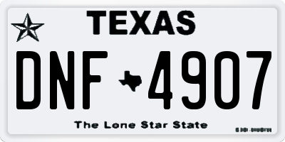 TX license plate DNF4907